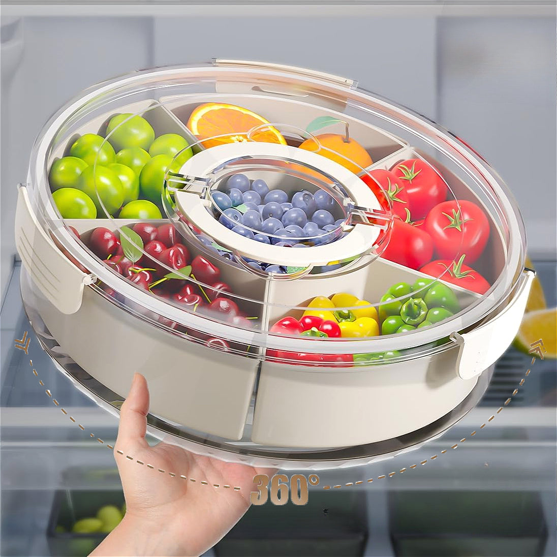 Rotating Snack Tray with Lid and Handle