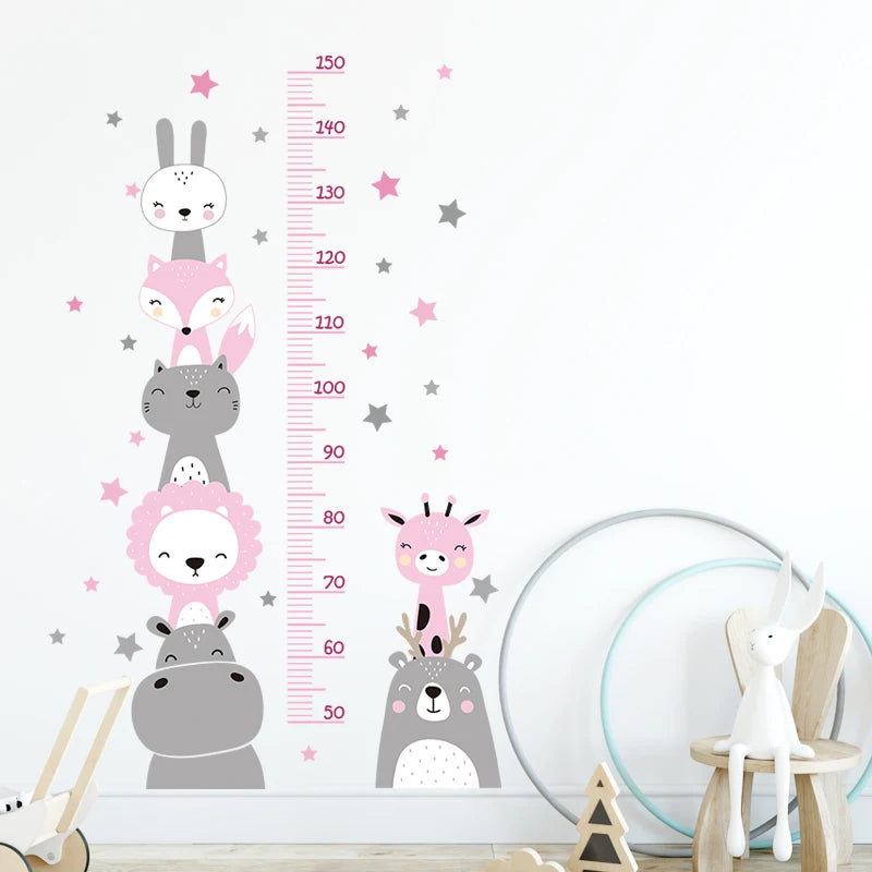 Cartoon Animal Height Ruler Wall Stickers