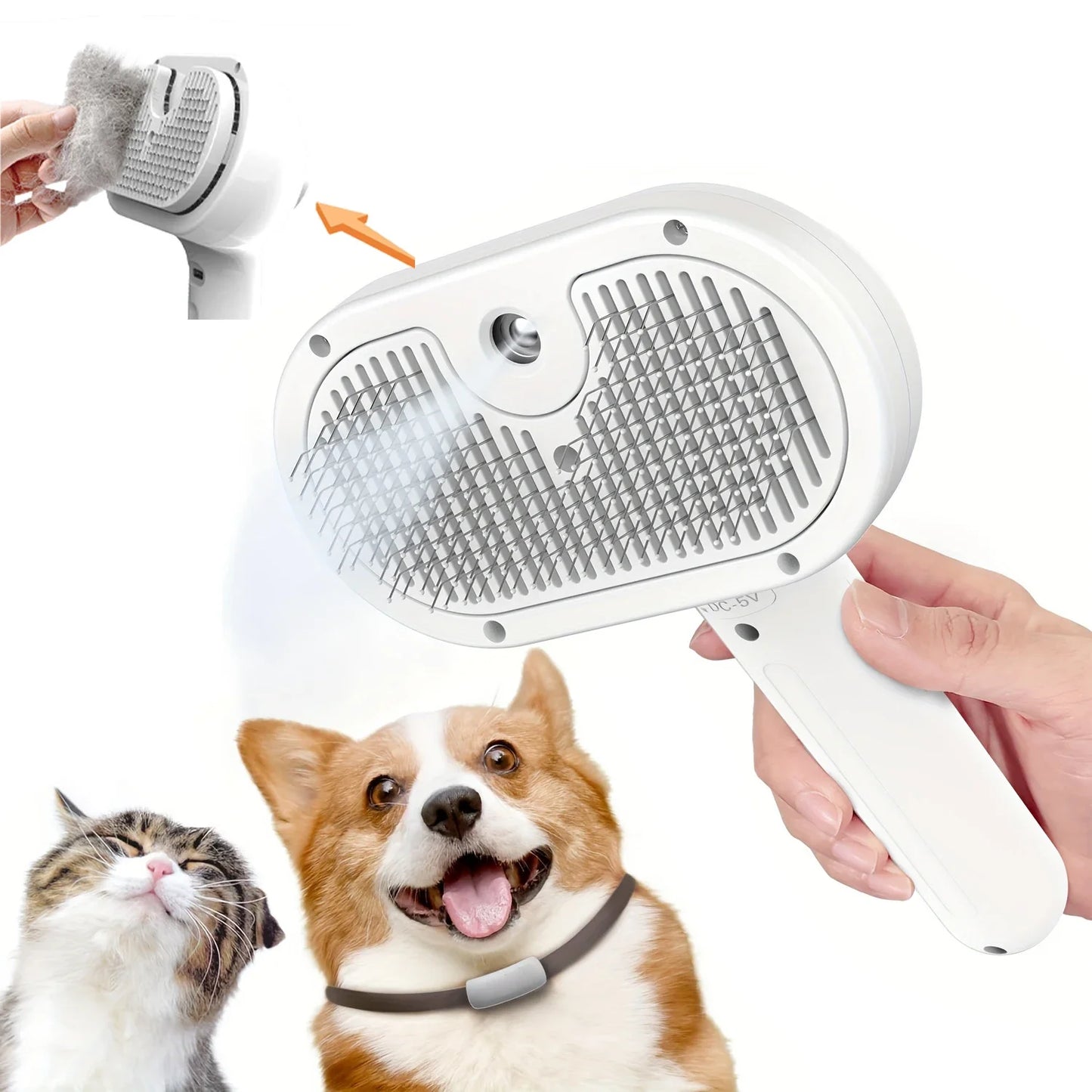 Upgraded Pet Spray Grooming Comb Steamy Floating Hair Removal