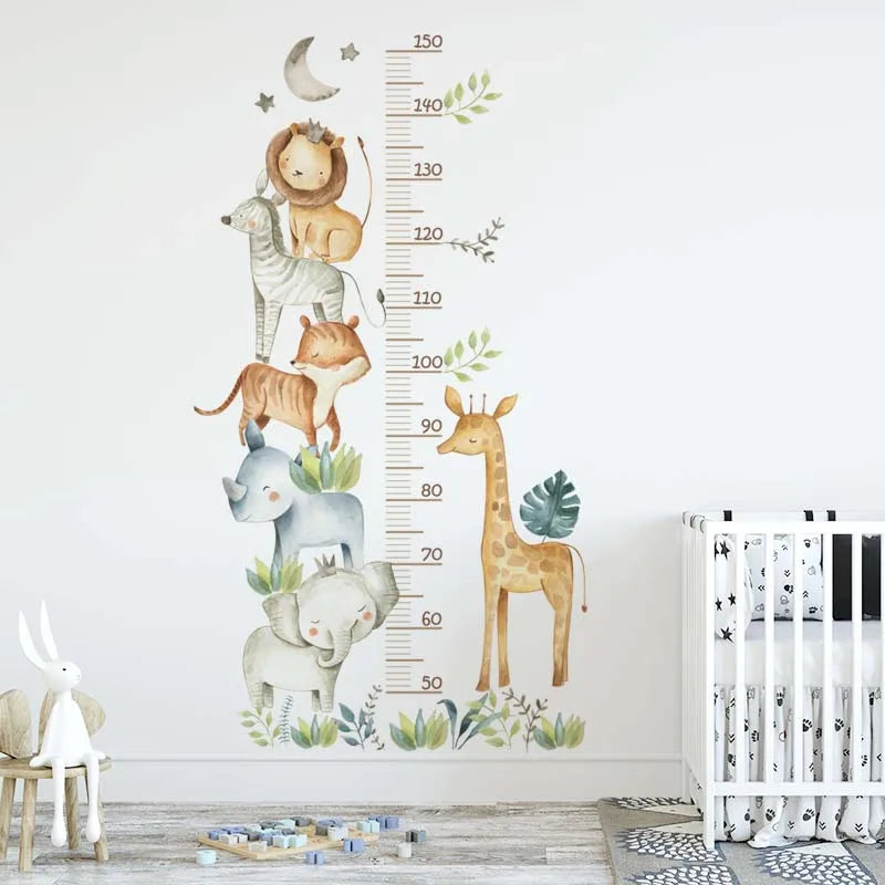 Cartoon Animal Height Ruler Wall Stickers