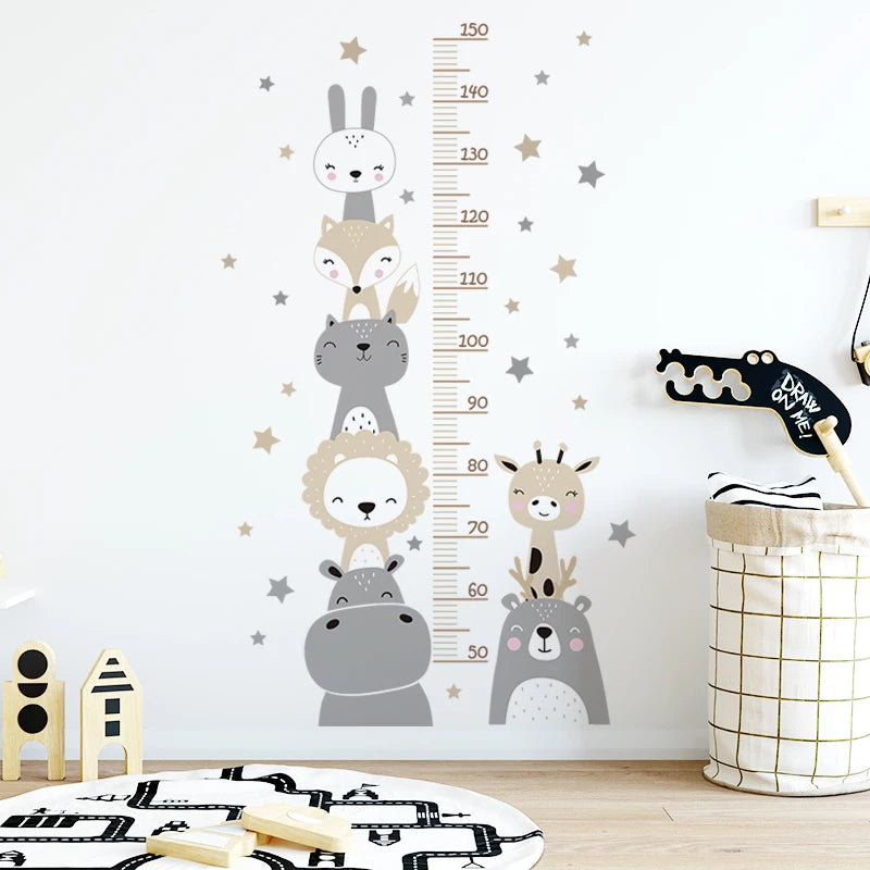 Cartoon Animal Height Ruler Wall Stickers