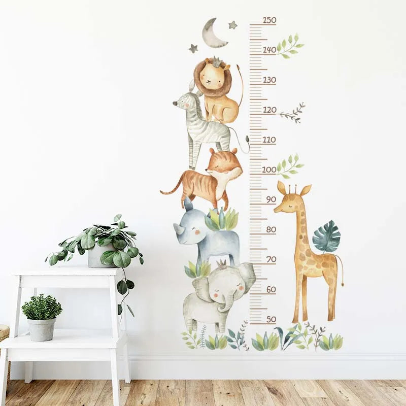 Cartoon Animal Height Ruler Wall Stickers