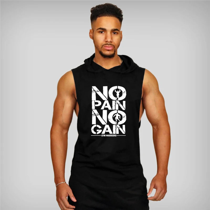 Bodybuilding Sleeveless Hooded Shirt