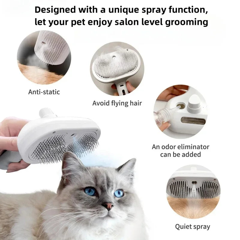 Upgraded Pet Spray Grooming Comb Steamy Floating Hair Removal