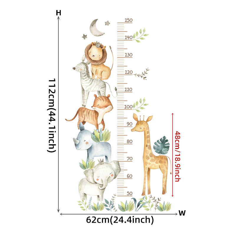 Cartoon Animal Height Ruler Wall Stickers