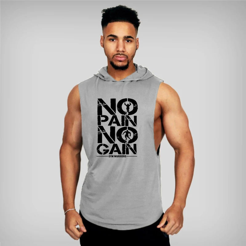 Bodybuilding Sleeveless Hooded Shirt