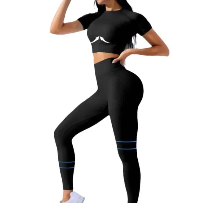 High Waist Short Sleeve Set