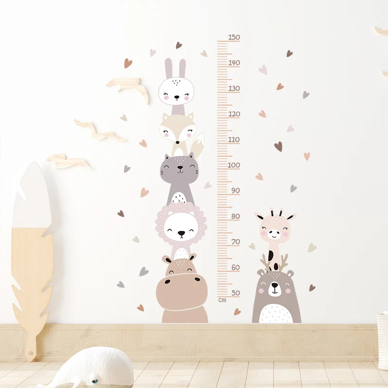 Cartoon Animal Height Ruler Wall Stickers