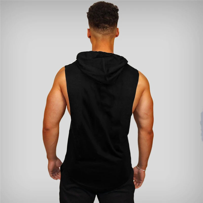 Bodybuilding Sleeveless Hooded Shirt