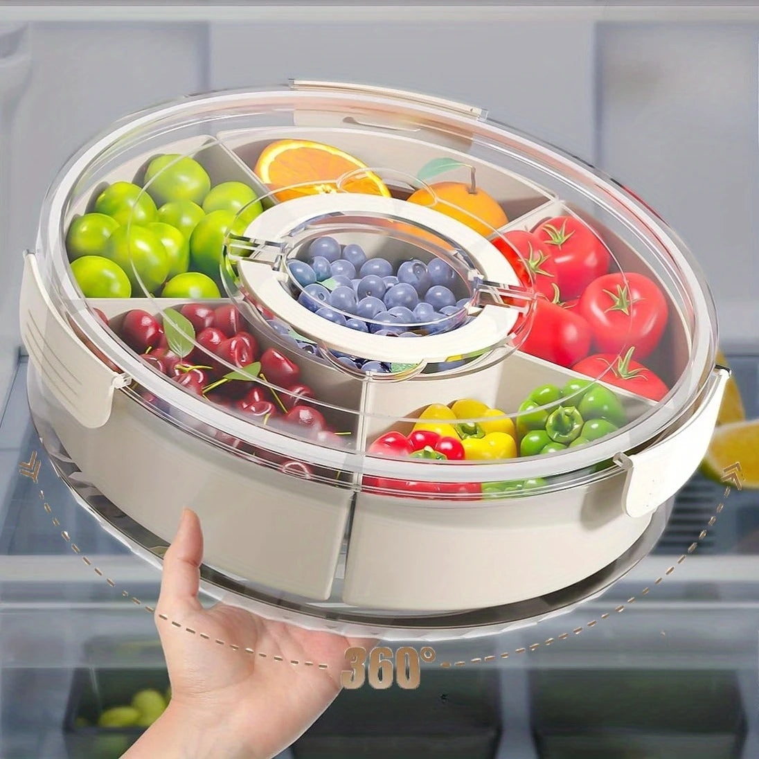 Rotating Snack Tray with Lid and Handle