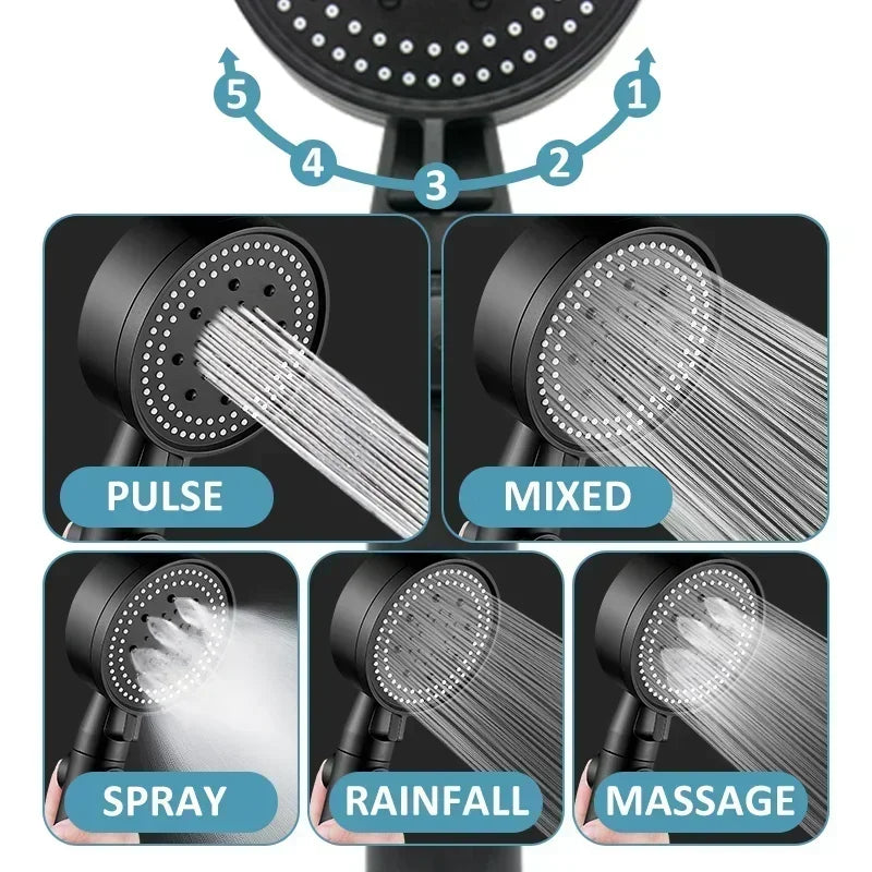 Shower Head 5 Modes Water Saving Spray