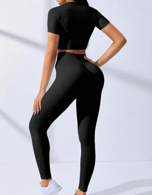 High Waist Short Sleeve Set
