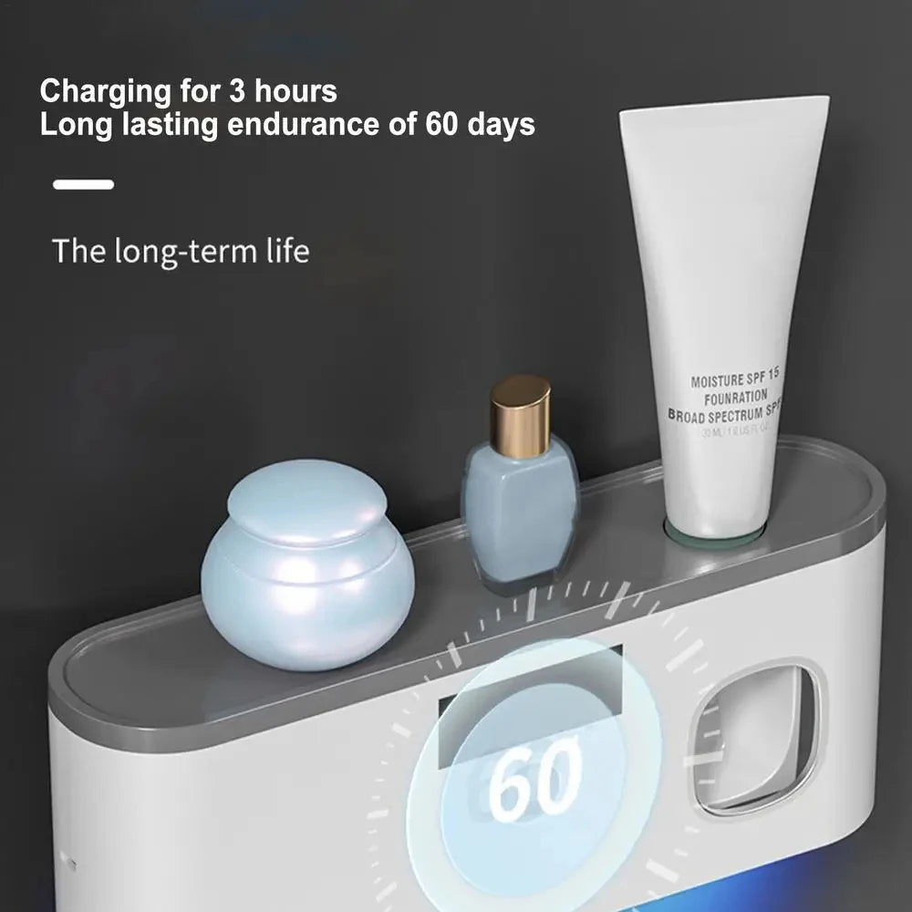 Wall Toothbrush Holder 5 Slots UV Toothpaste Dispenser