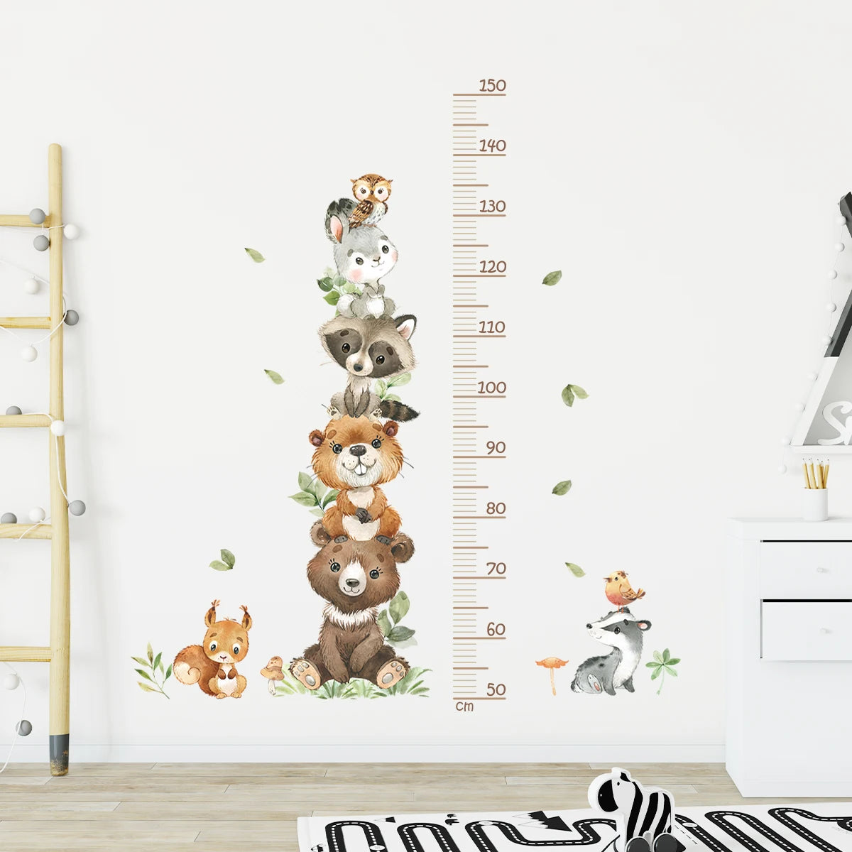 Cartoon Animal Height Ruler Wall Stickers