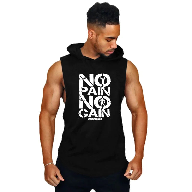 Bodybuilding Sleeveless Hooded Shirt