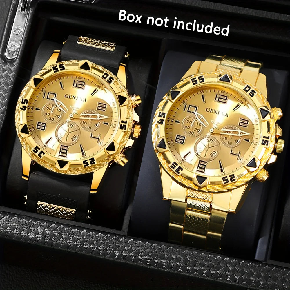 2pcs Men's Stainless Steel Quartz Watch Set