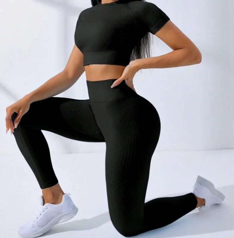 High Waist Short Sleeve Set