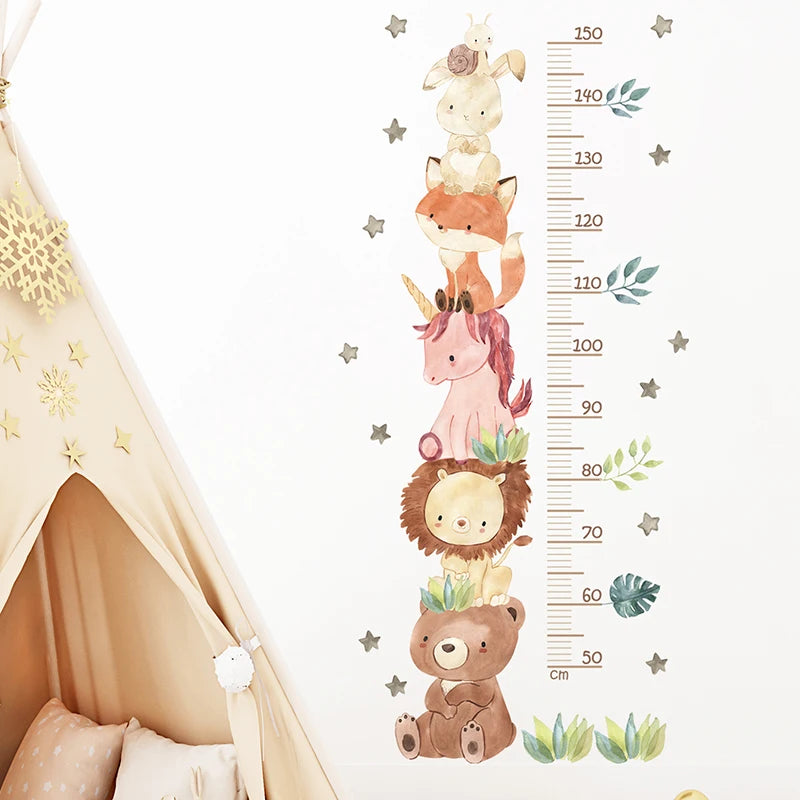 Cartoon Animal Height Ruler Wall Stickers