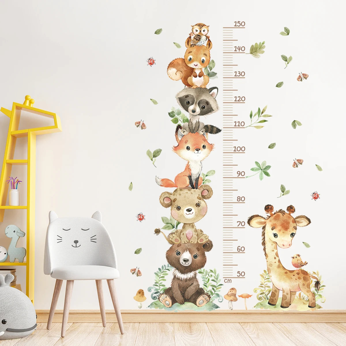 Cartoon Animal Height Ruler Wall Stickers