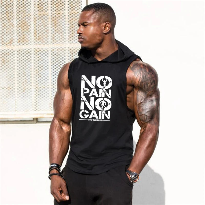 Bodybuilding Sleeveless Hooded Shirt