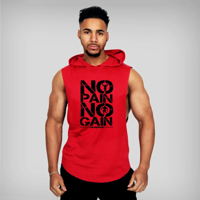 Bodybuilding Sleeveless Hooded Shirt