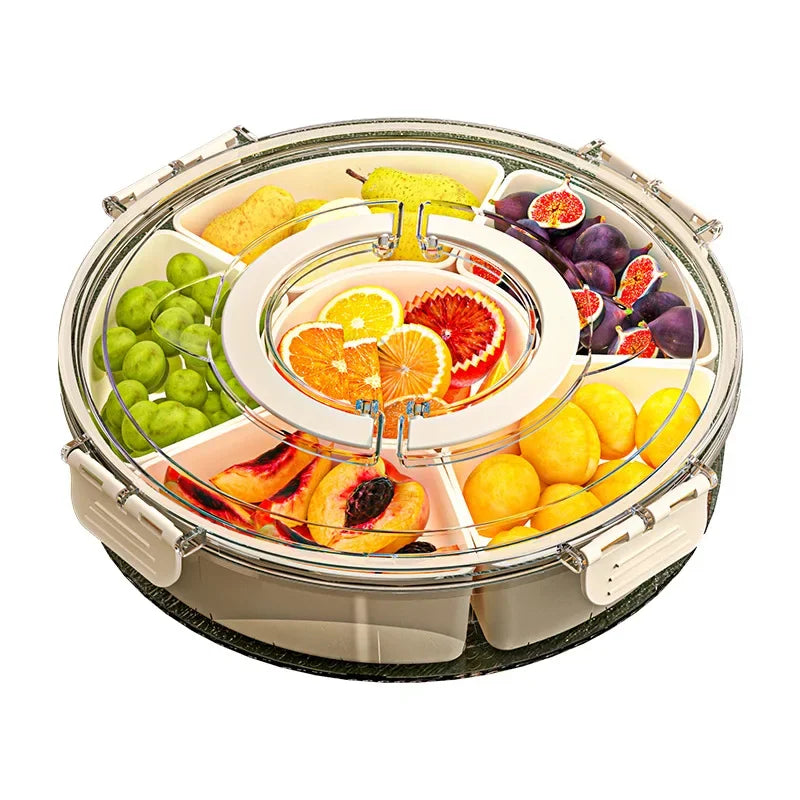Rotating Snack Tray with Lid and Handle