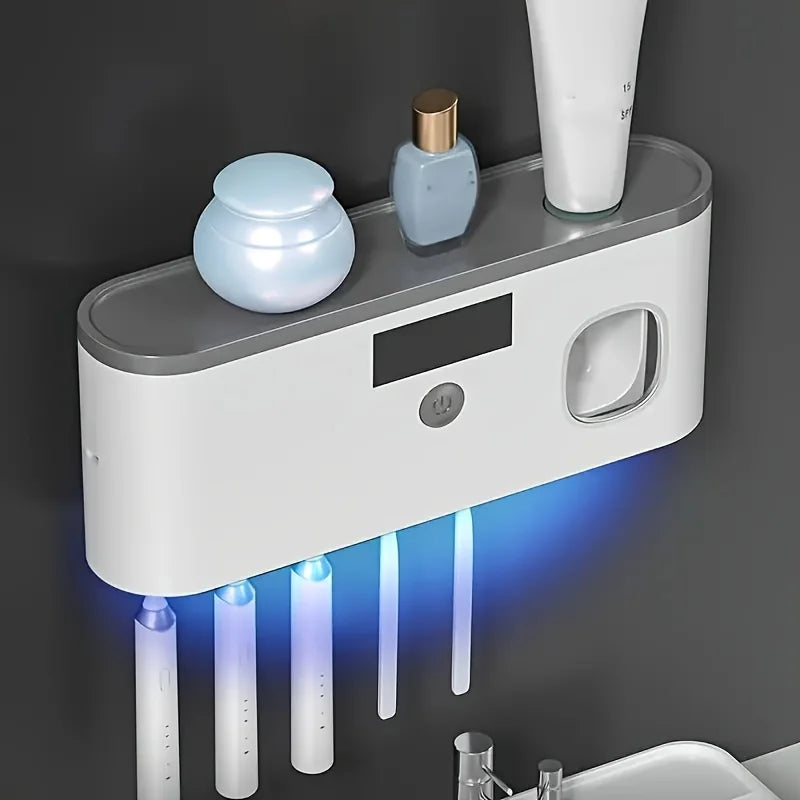 Wall Toothbrush Holder 5 Slots UV Toothpaste Dispenser
