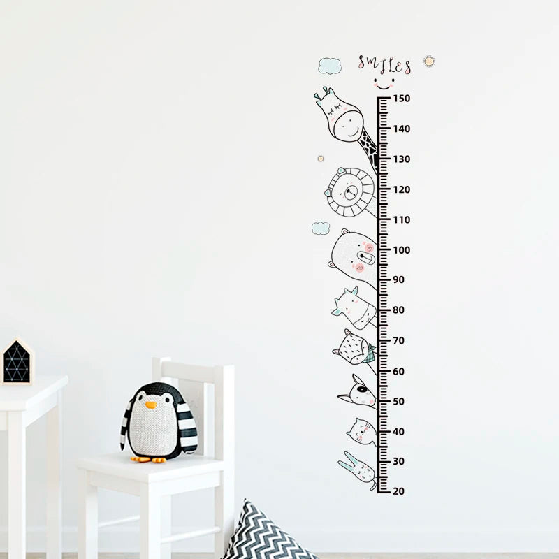 Cartoon Animal Height Ruler Wall Stickers