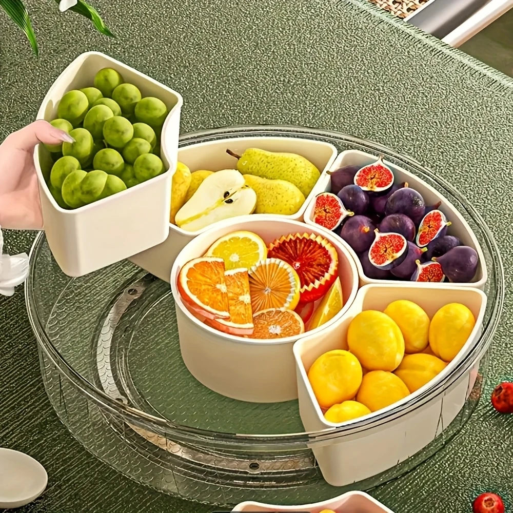 Rotating Snack Tray with Lid and Handle