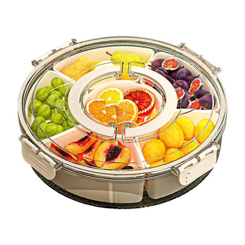 Rotating Snack Tray with Lid and Handle