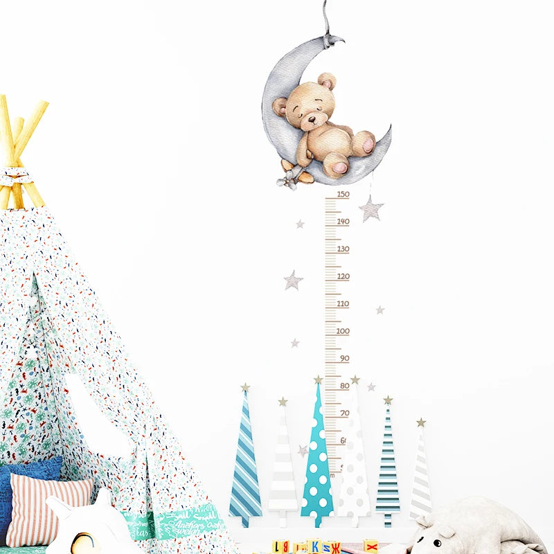Cartoon Animal Height Ruler Wall Stickers