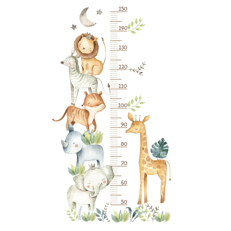 Cartoon Animal Height Ruler Wall Stickers