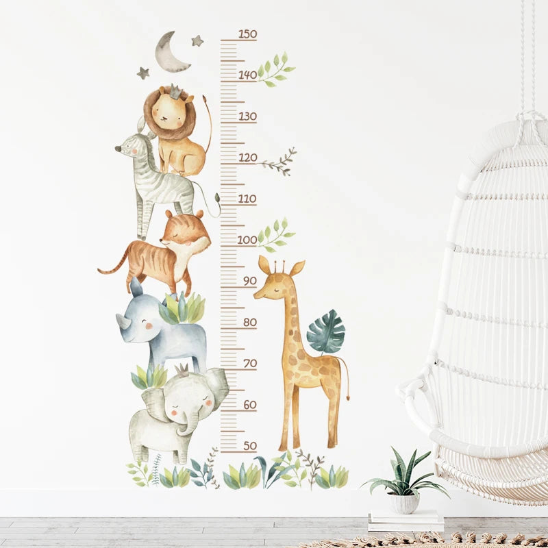 Cartoon Animal Height Ruler Wall Stickers