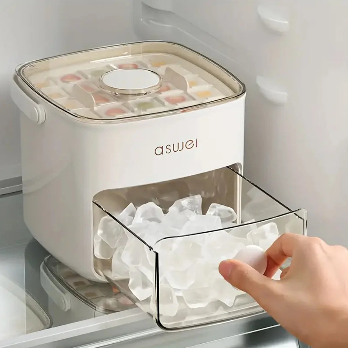 Ice Cube Maker with Easy-Press Lid