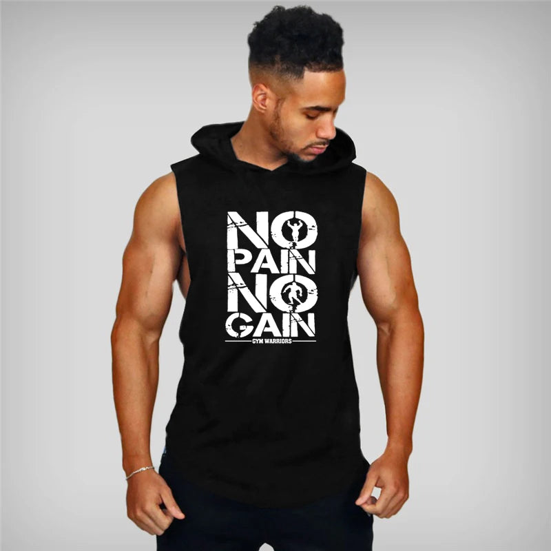 Bodybuilding Sleeveless Hooded Shirt