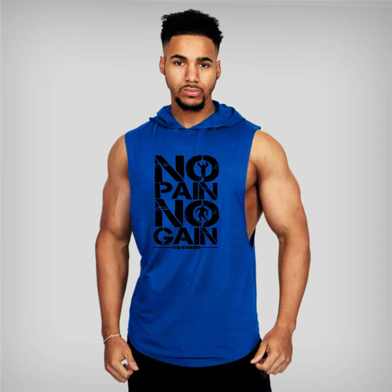 Bodybuilding Sleeveless Hooded Shirt