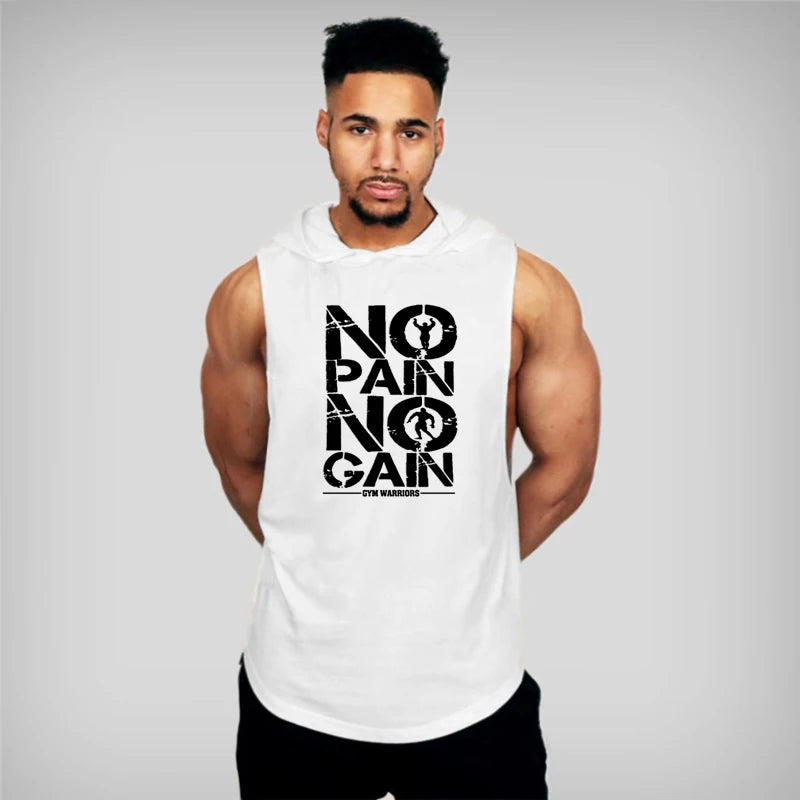 Bodybuilding Sleeveless Hooded Shirt