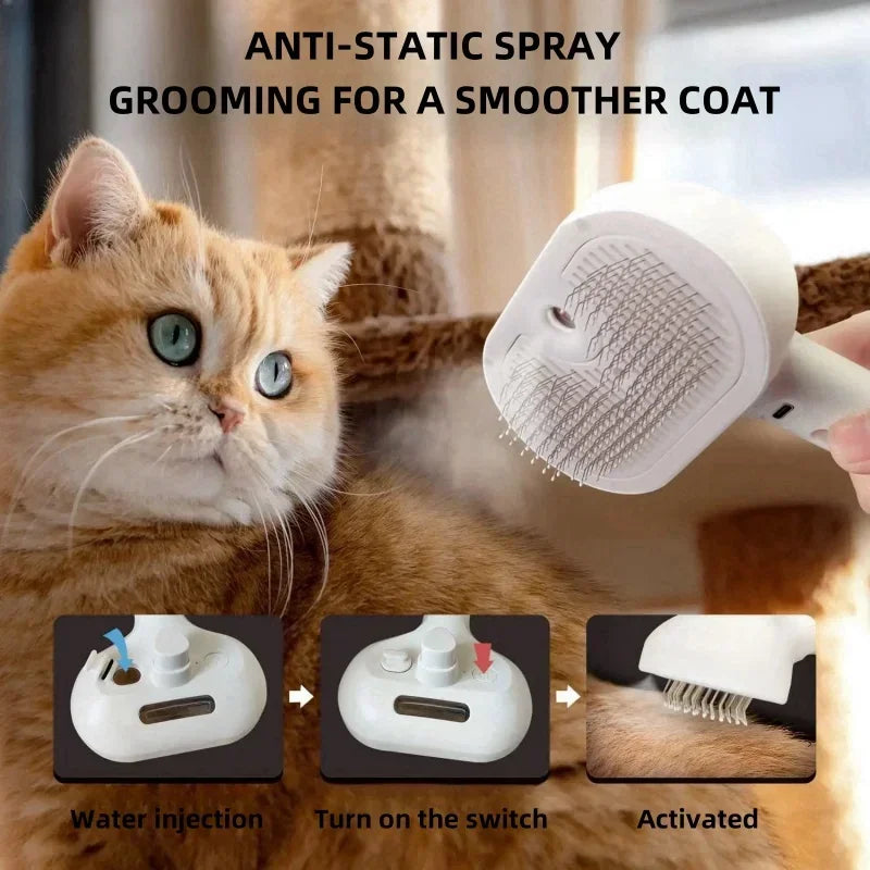 Upgraded Pet Spray Grooming Comb Steamy Floating Hair Removal