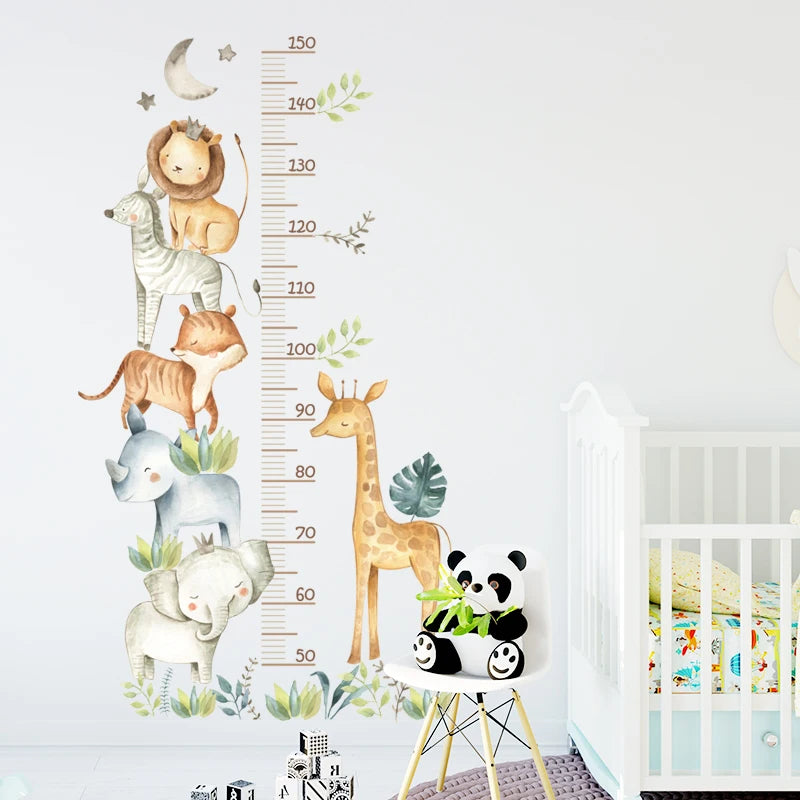 Cartoon Animal Height Ruler Wall Stickers