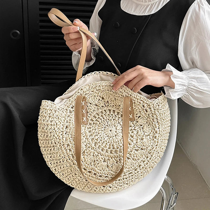 Large Capacity Straw Woven Shoulder Bag