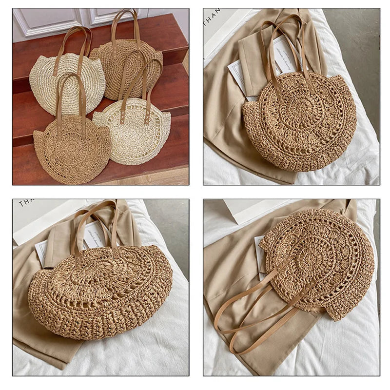 Large Capacity Straw Woven Shoulder Bag
