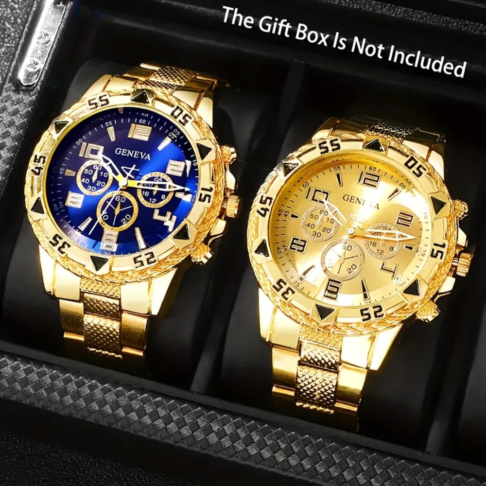 2pcs Men's Stainless Steel  Quartz Watch Set