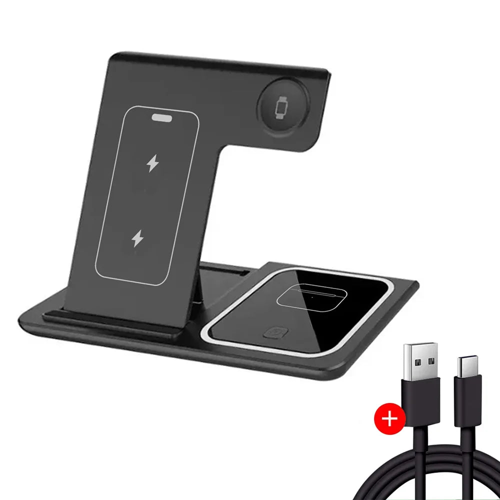 3 in 1 Fast Wireless Charging Station For iPhone 17- 12 Apple Watch 9 8 7 6 5 Airpods Pro
