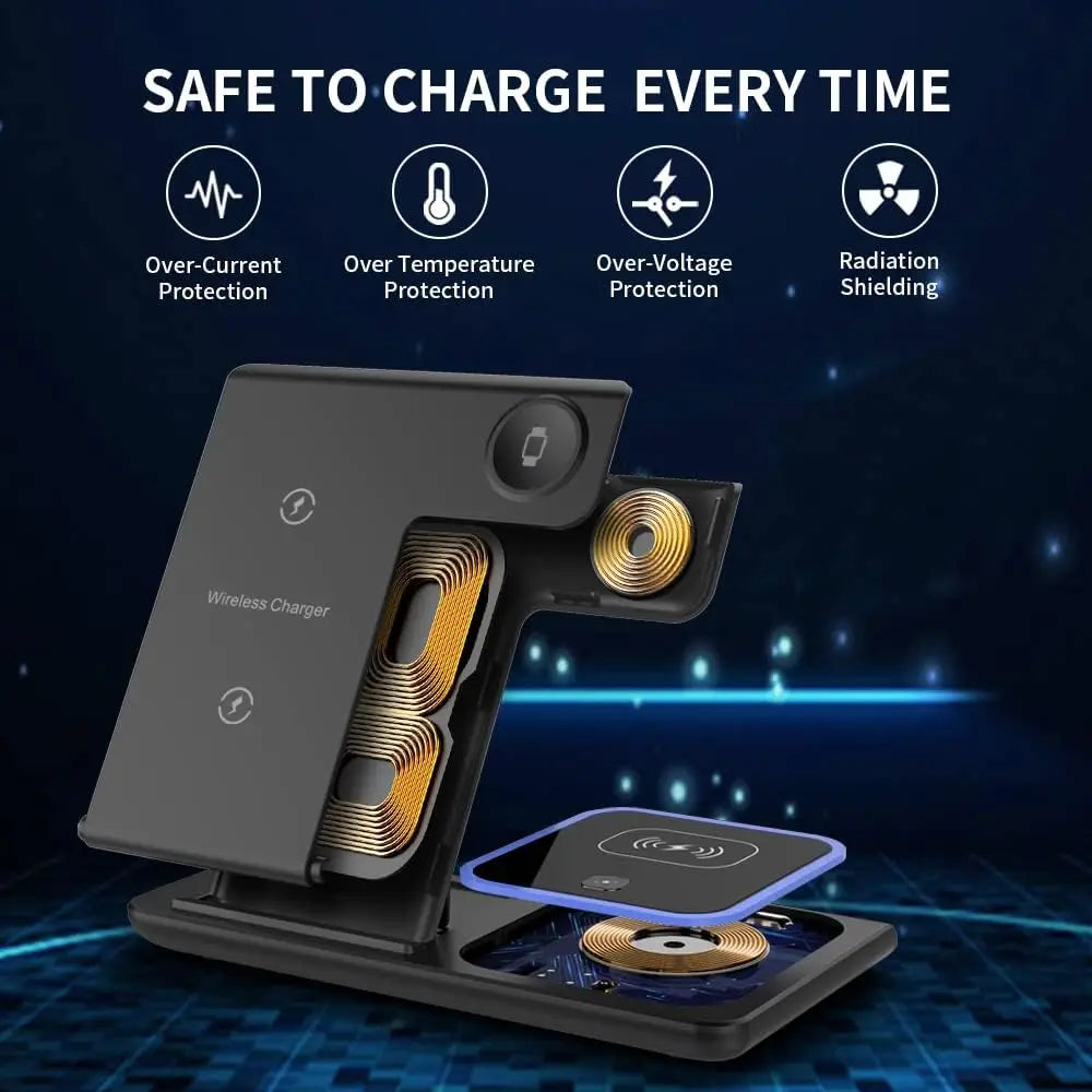 3 in 1 Fast Wireless Charging Station For iPhone 17- 12 Apple Watch 9 8 7 6 5 Airpods Pro