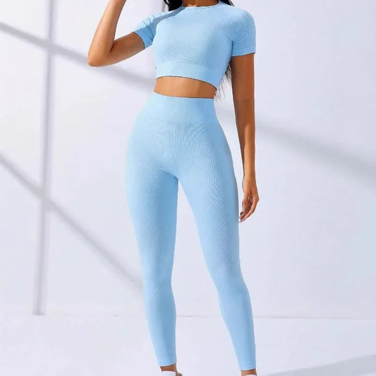 High Waist Short Sleeve Set