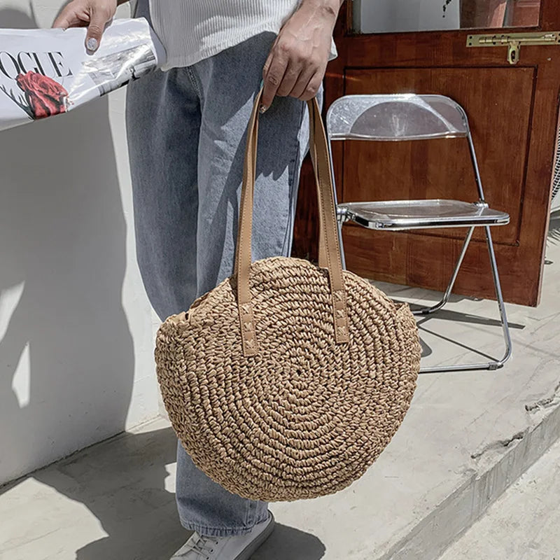 Large Capacity Straw Woven Shoulder Bag