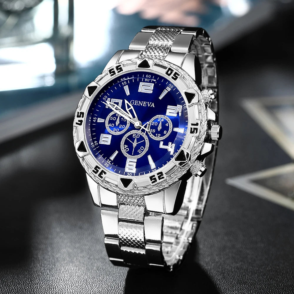 Men's Luxury Blue Dial Chronograph Watch