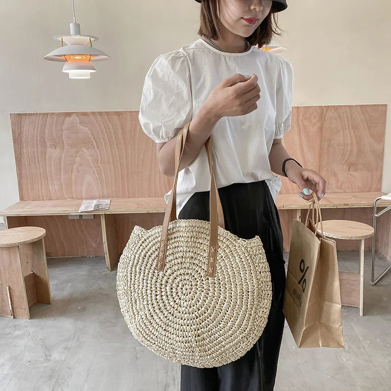 Large Capacity Straw Woven Shoulder Bag
