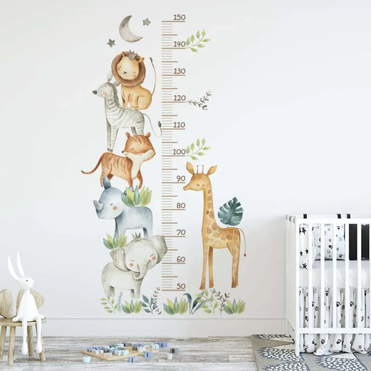 Cartoon Animal Height Ruler Wall Stickers