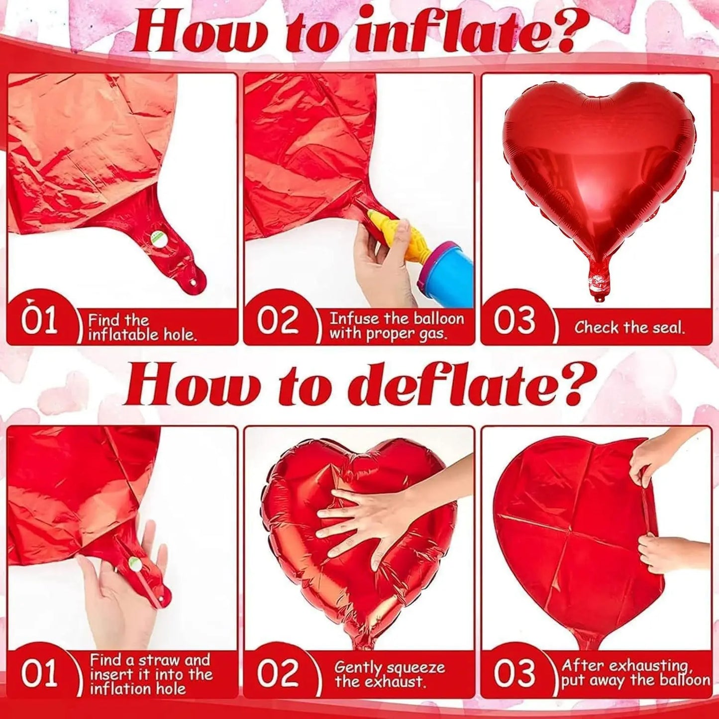 5-30PCS 18 Inches Large Foil Red Heart Shaped Balloons